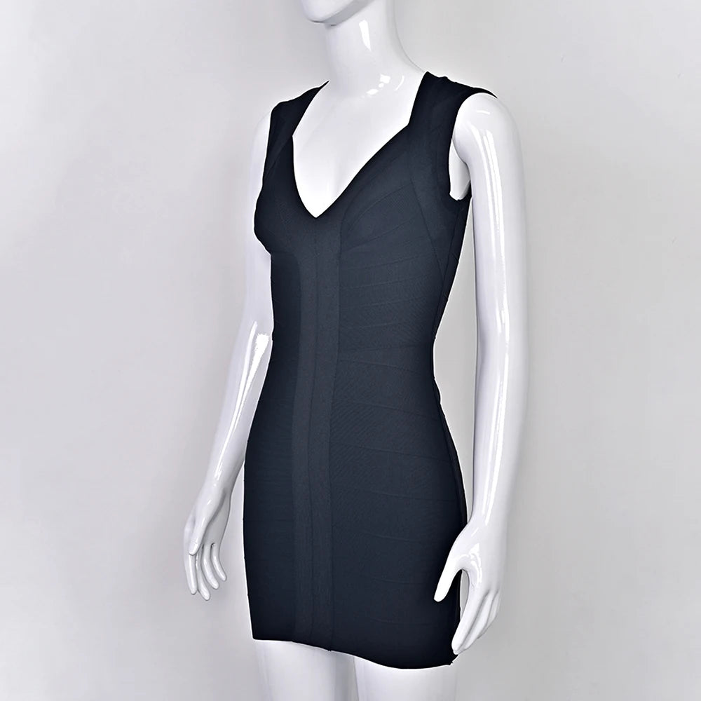 Luxury Signature Knit Plunge Dress For Elegant
