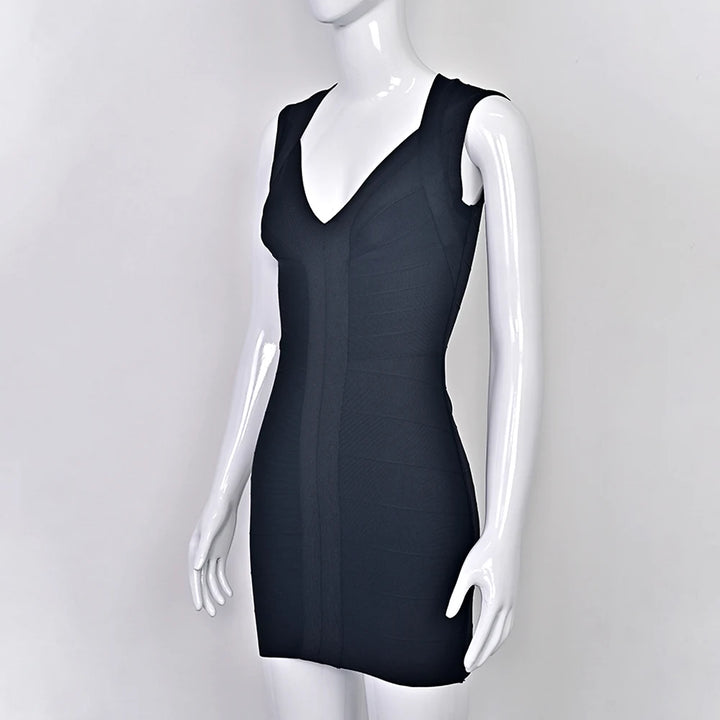 Luxury Signature Knit Plunge Dress For Elegant