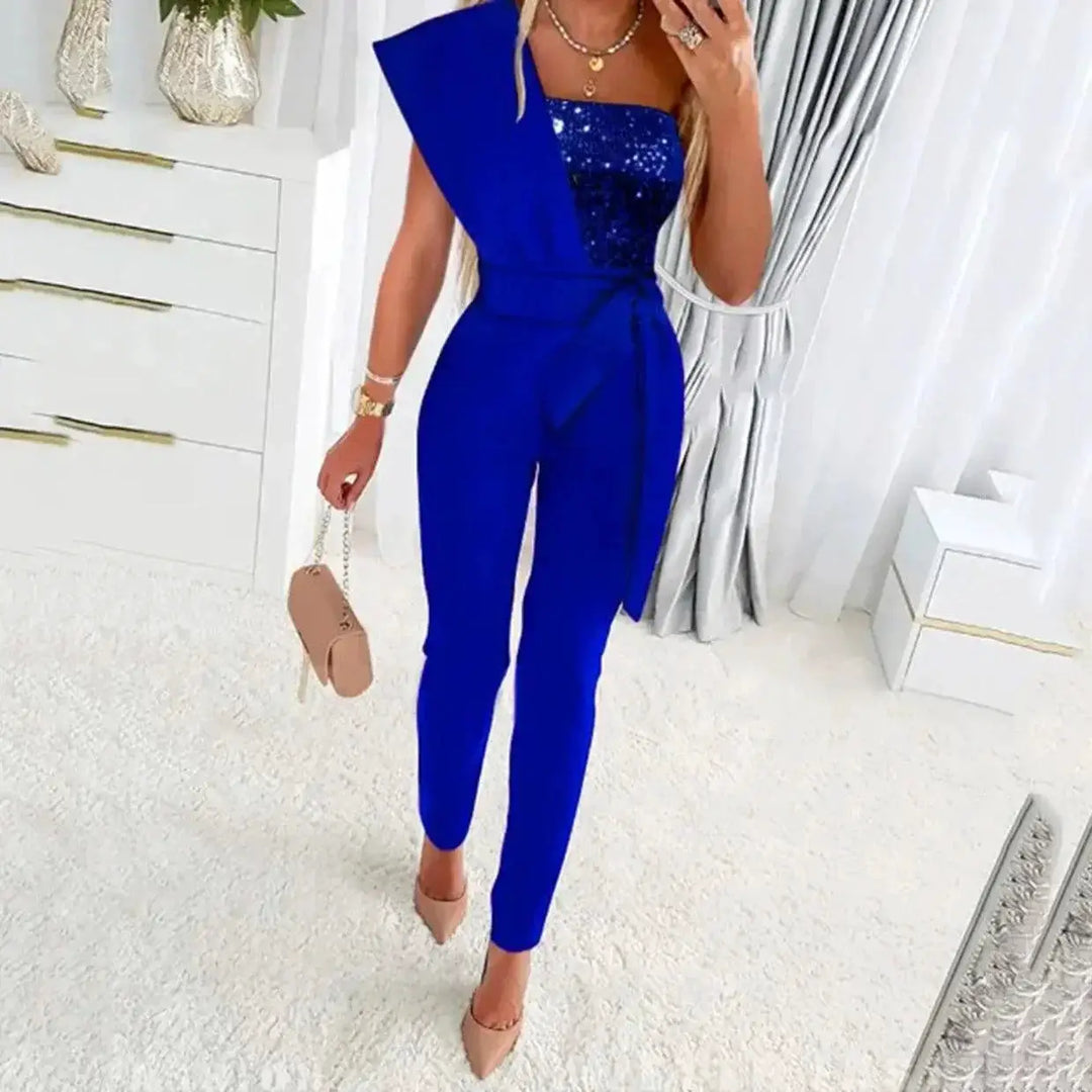 Sequin Patchwork Jumpsuit Sparkling Party Wear For Women
