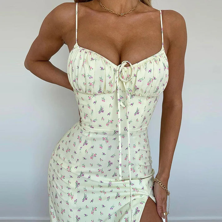 Elegant Floral Beach Vacation Bodycon Dress Women