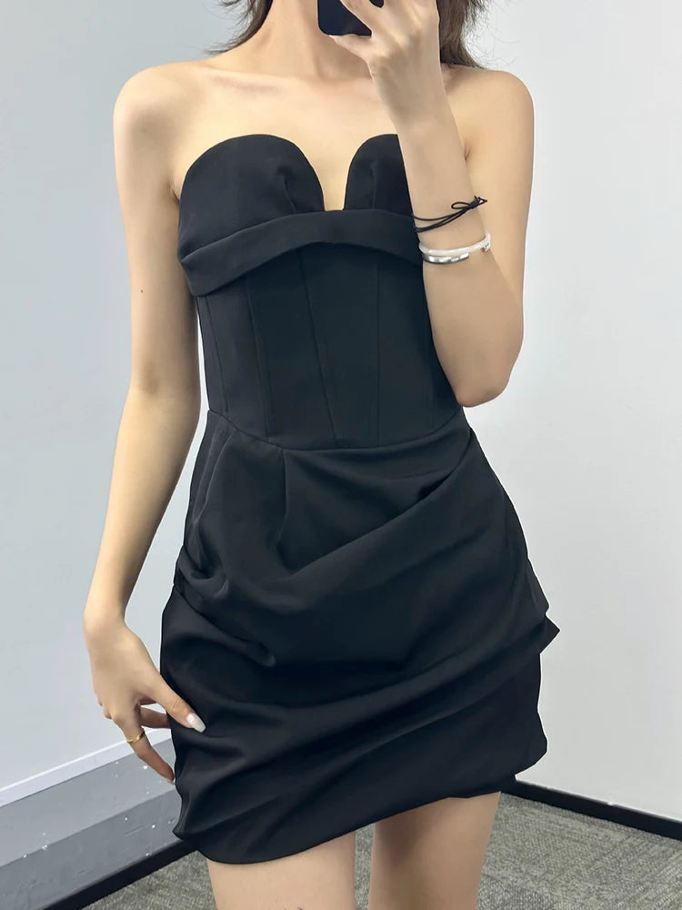 Stunning 3D Detail Strapless Bodycon Dress For Party Beach Club Wear