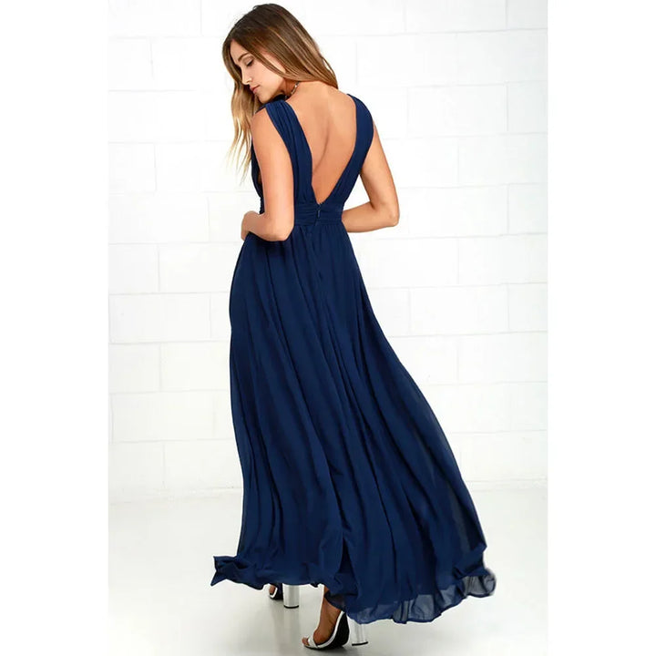 Exquisite Red Backless Maxi Dress For Elegant