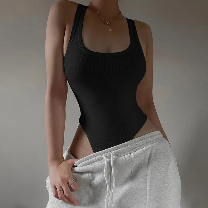 Wzijing Sleeveless Knit Bodysuit Off Shoulder
