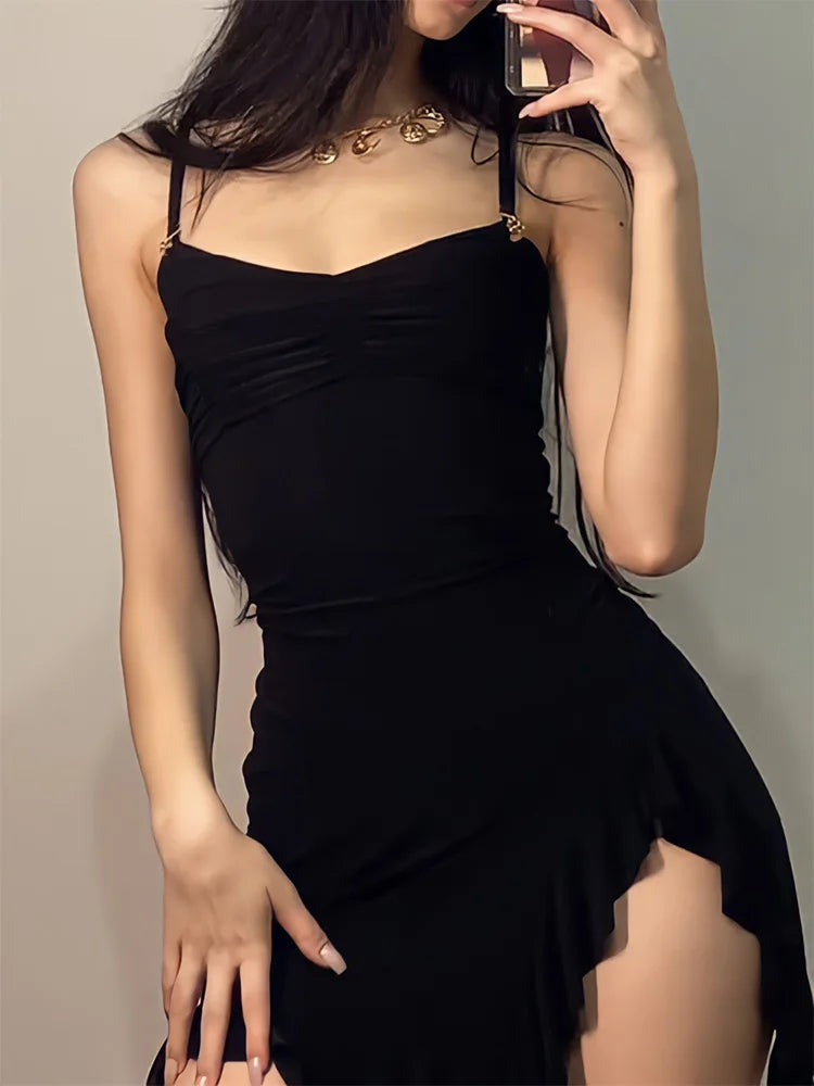 Summer Sexy Backless Black Bodycon Mini Dress