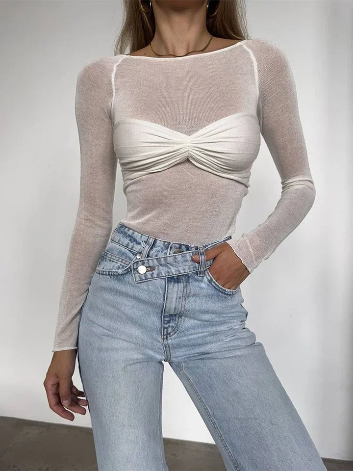 Trendix See Through Mesh Bodysuit Women Backless