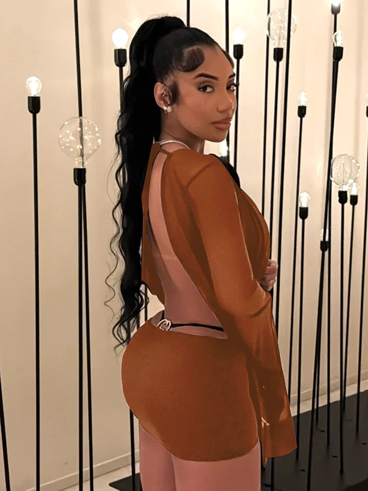 Weird Puss Halter Backless Mini Dress See Through