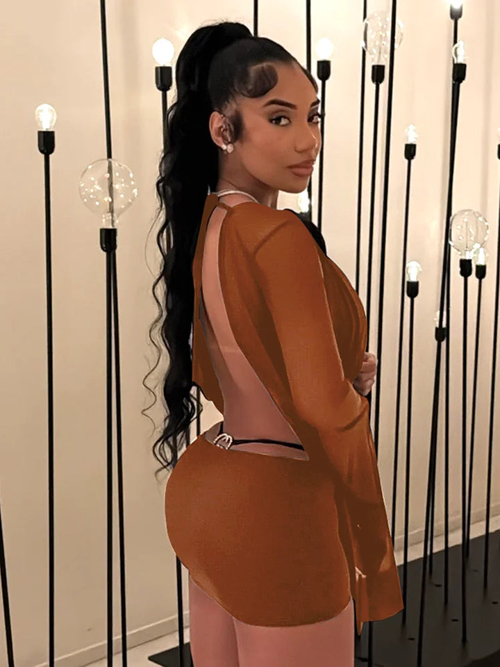 Weird Puss Halter Backless Mini Dress See Through