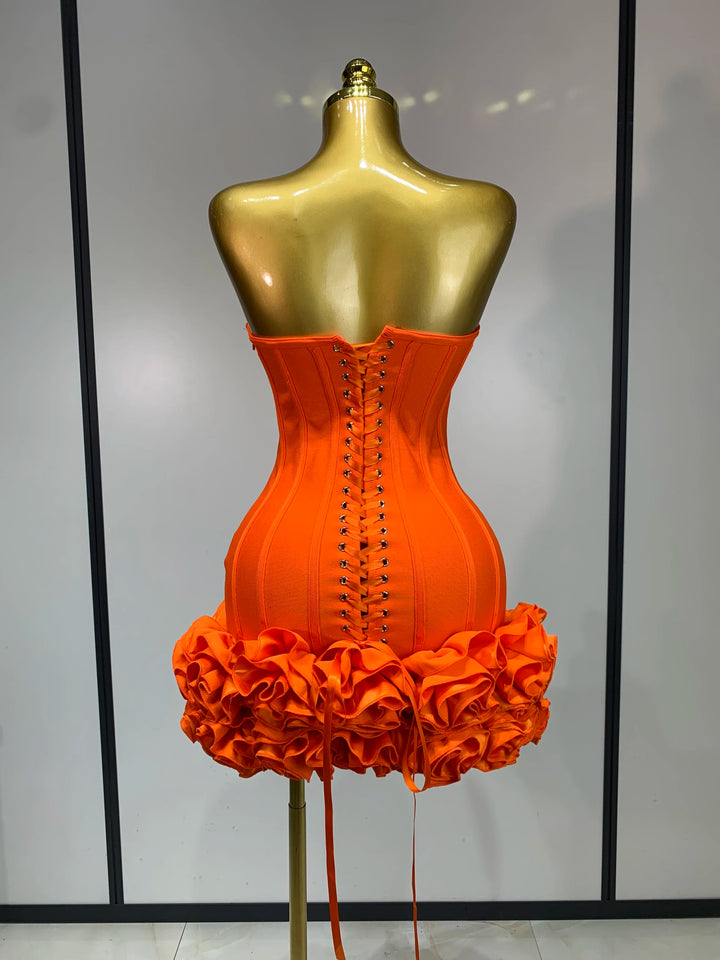 Exquisite Strapless Floral Cocktail Dress