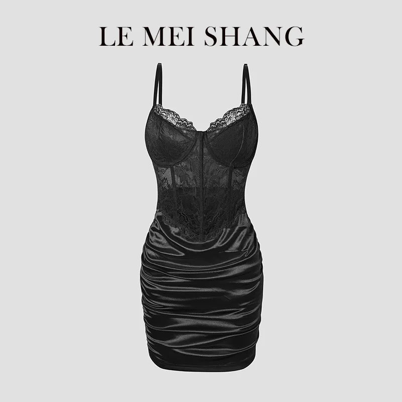 Women Lace Bodycon Club Dress Spaghetti Strap