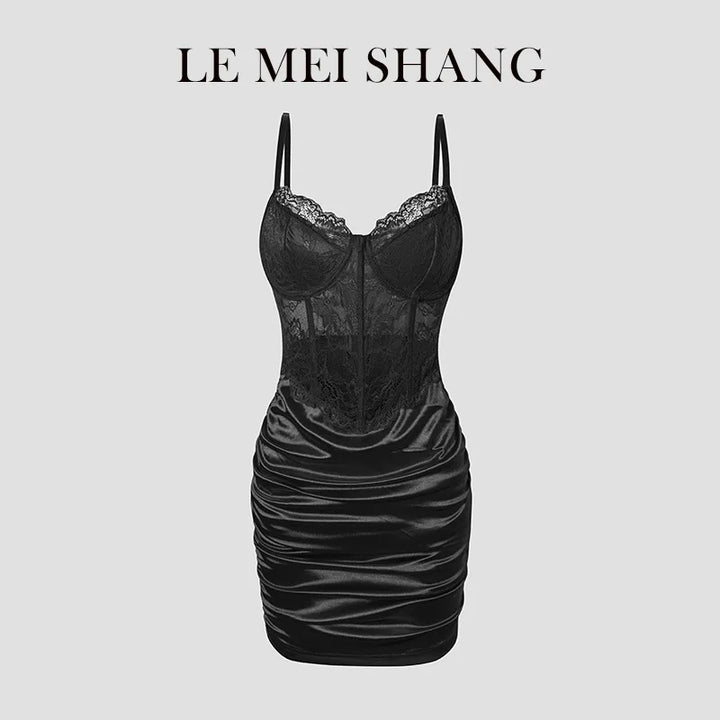 Women Lace Bodycon Club Dress Spaghetti Strap