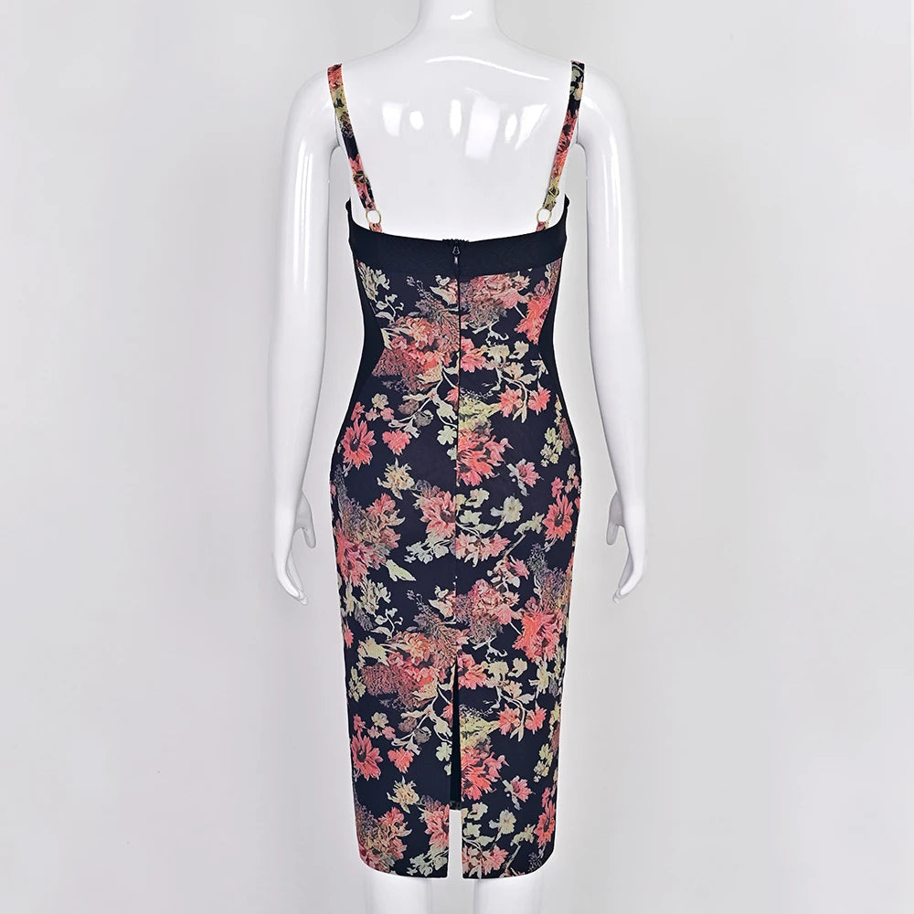 Beaukey Vintage Lace Bandage Dress Elegant