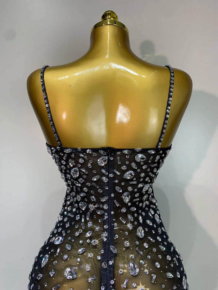 Kormanly Rhinestone Mesh Evening Gown Exclusive