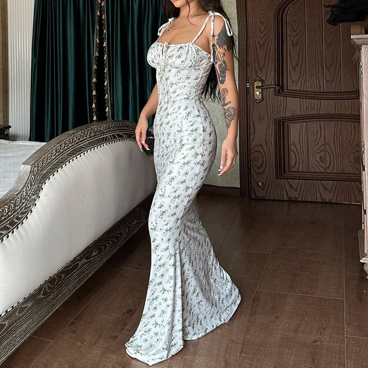 Hugcitar Floral Print Ankle Length Bodycon Long