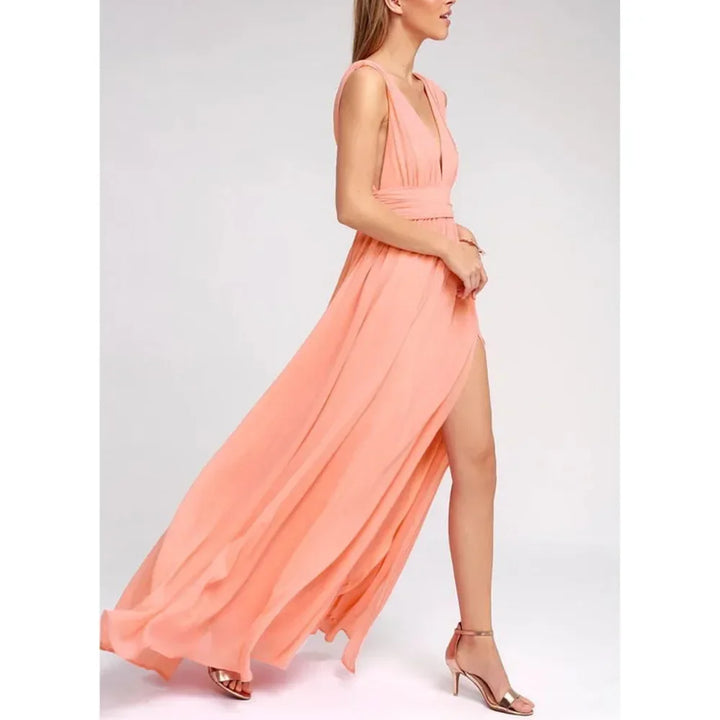 Exquisite Red Backless Maxi Dress For Elegant