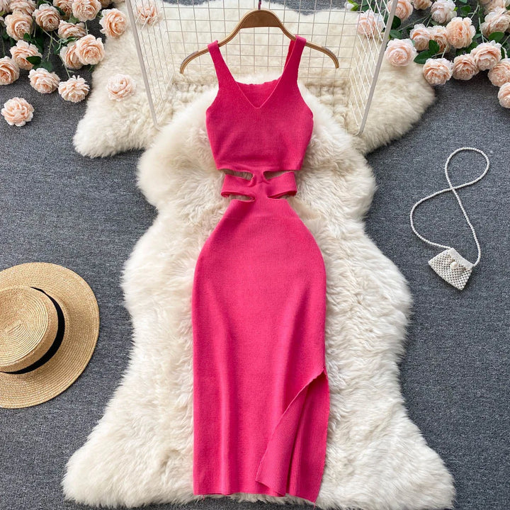 YuooMuoo Women Cutout Waist Knitted Bodycon Dress