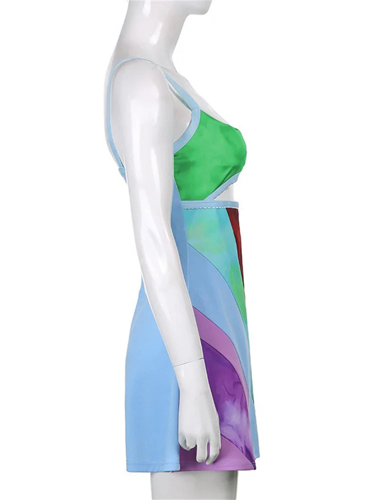 Y2K Suspender A Line Satin Sundress With U Neck