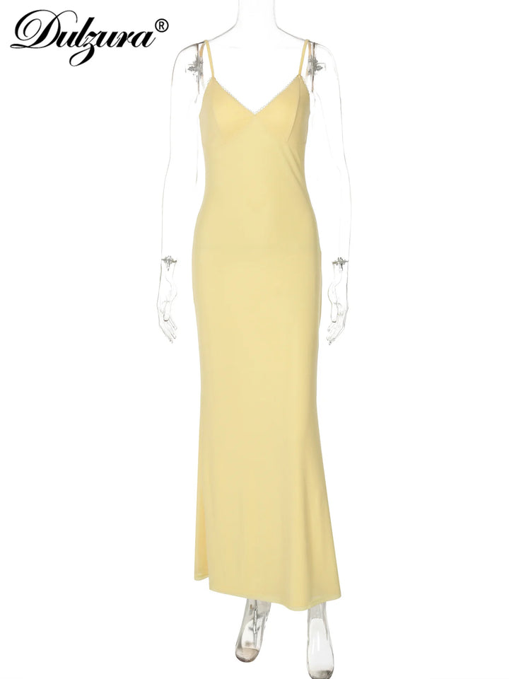 Dulzura Sleeveless Backless Mesh Cami Maxi Dress