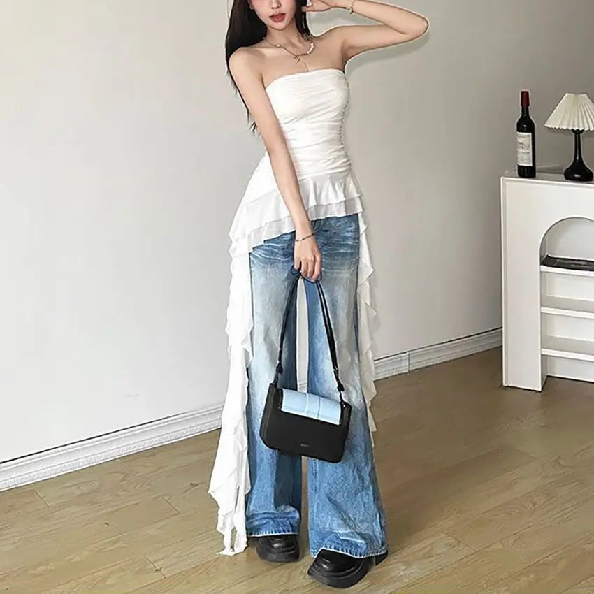 2025 Luxe Off Shoulder Tatting Tank Top
