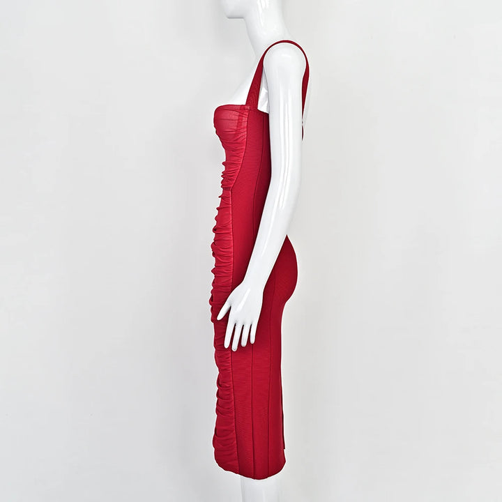 Beaukey Vintage Lace Bandage Dress Elegant