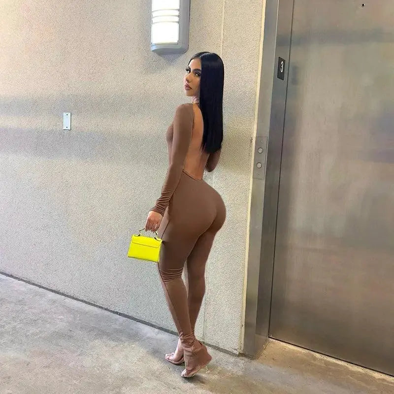Sultry Backless Bodycon Jumpsuit Chic Rompers for Women