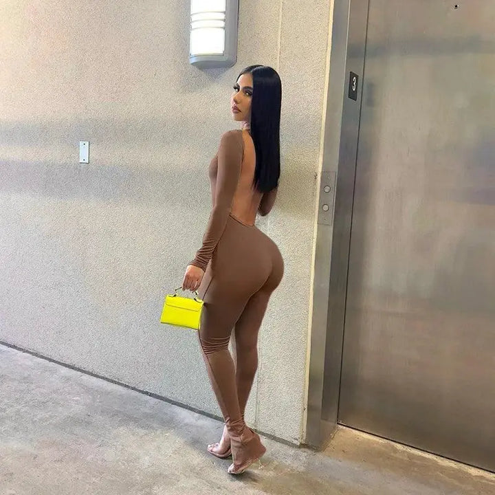 Sultry Backless Bodycon Jumpsuit Chic Rompers for Women