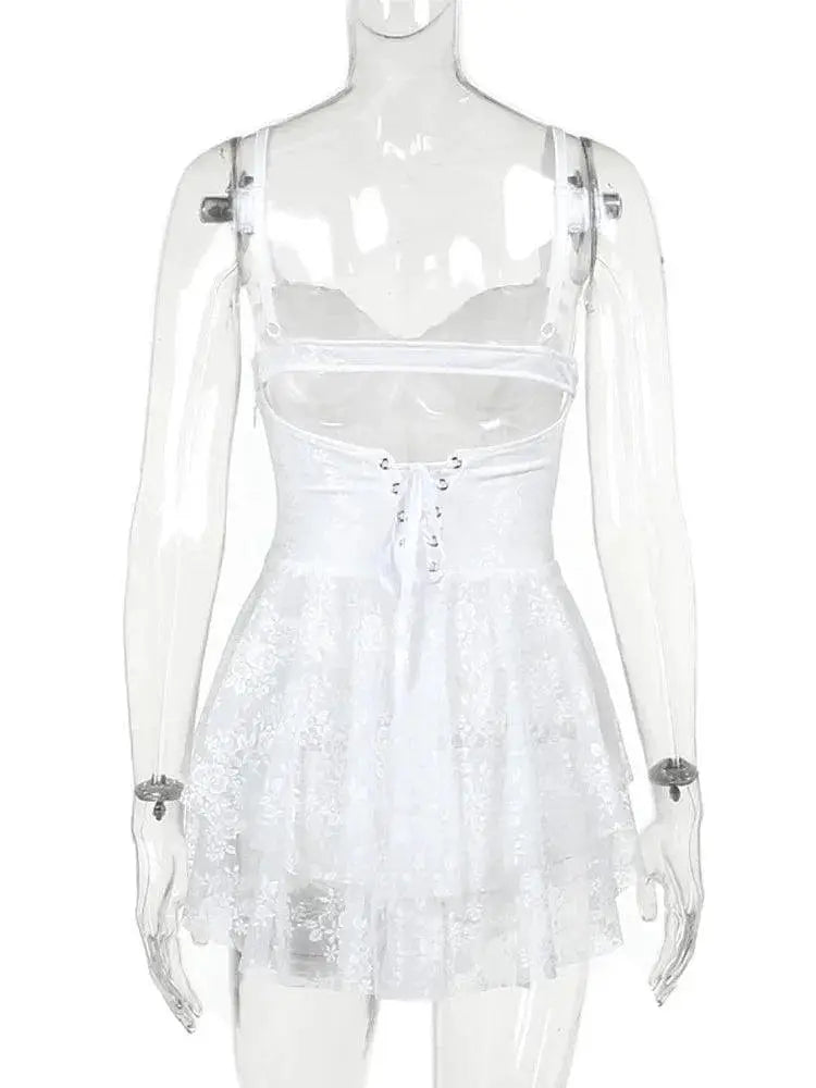 Elegant White Lace Backless Maxi Dress Bodycon for Summer