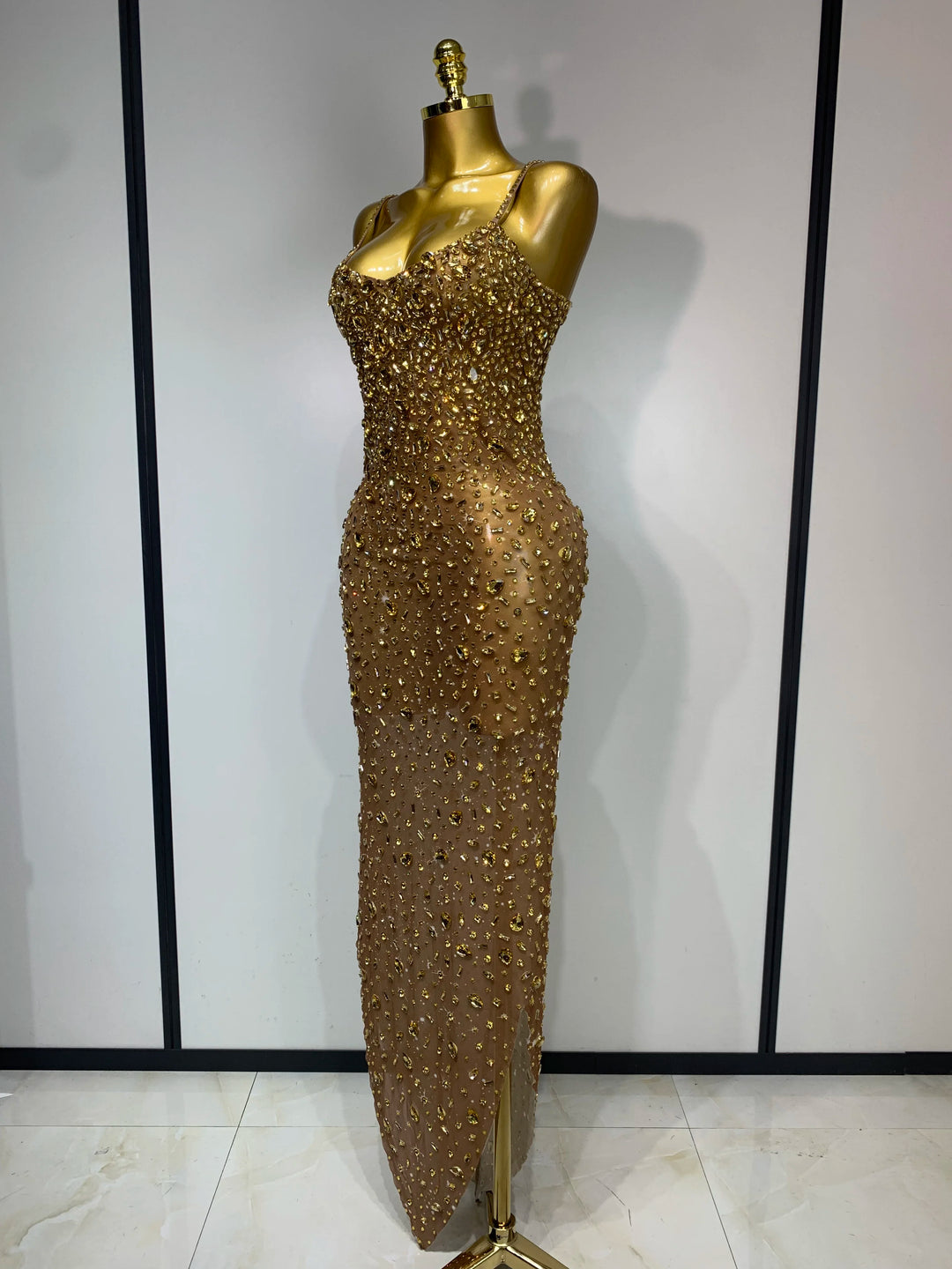 Kormanly Rhinestone Mesh Evening Gown Exclusive