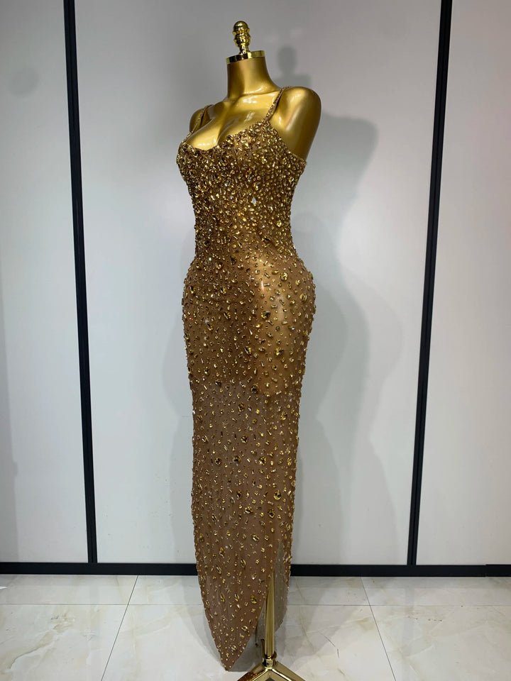 Kormanly Rhinestone Mesh Evening Gown Exclusive