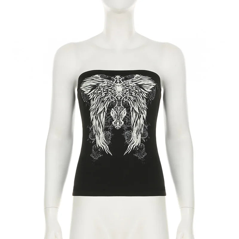 Dozw Exclusive Vintage Gothic Black Knit Tube Top