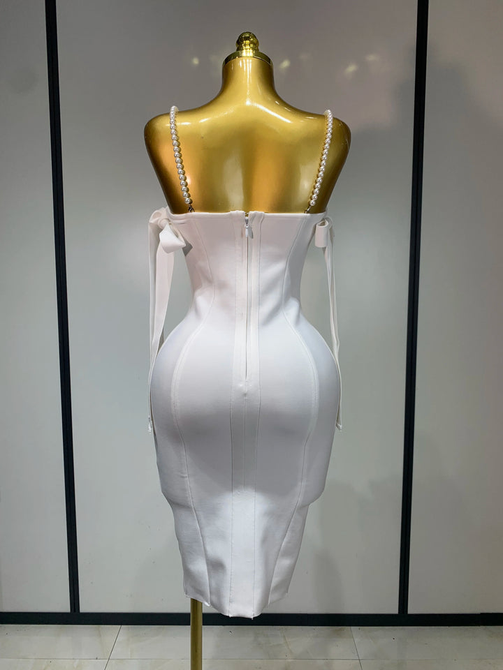 Elegant Kormanly Women Backless Crystal Pearl