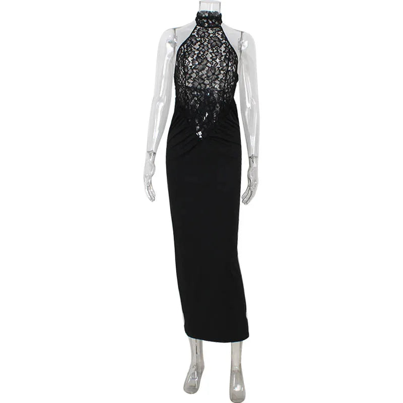 Elegant Lace Patchwork Sleeveless Sheath Dress For Women