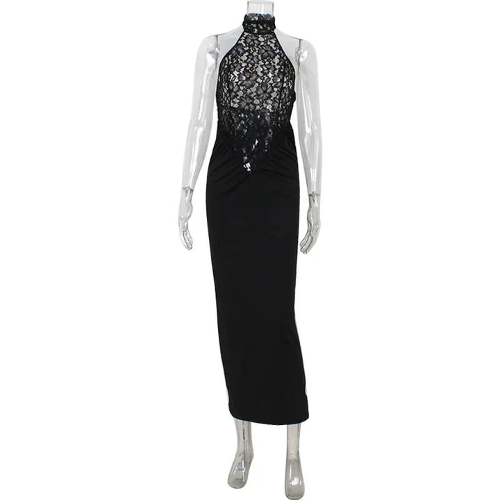 Elegant Lace Patchwork Sleeveless Sheath Dress For Women