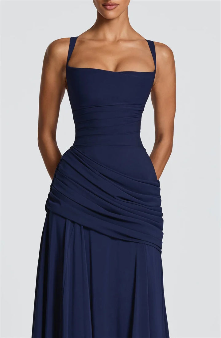 Elegant Off Shoulder Backless Maxi Dress
