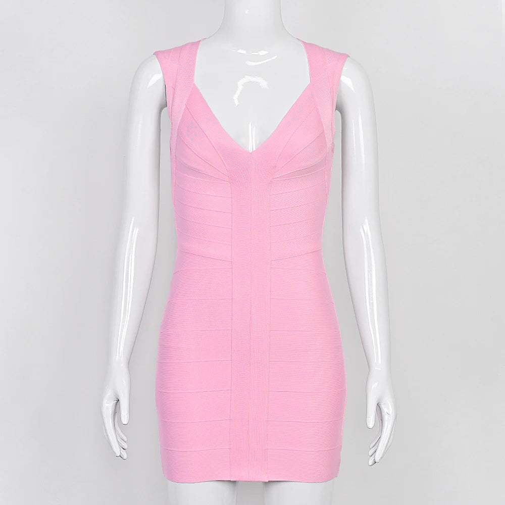 Luxury Signature Knit Plunge Dress For Elegant
