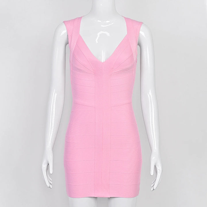 Luxury Signature Knit Plunge Dress For Elegant