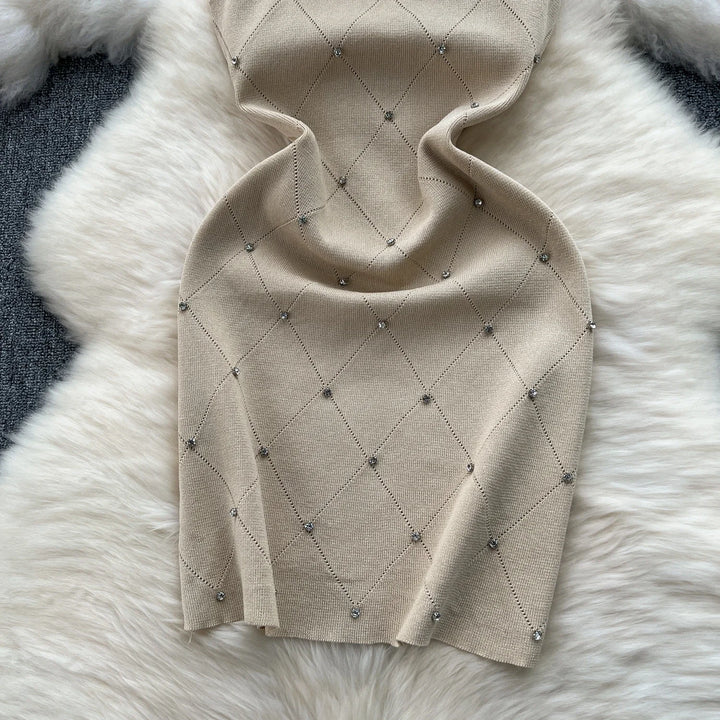 Summer Beaded Knitted Bodycon Sheath Dress