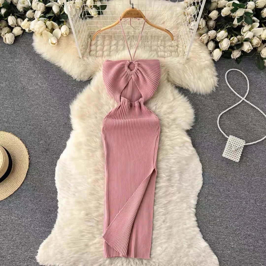 YuooMuoo Chic Knit Bodycon Dress Slim Knee Length
