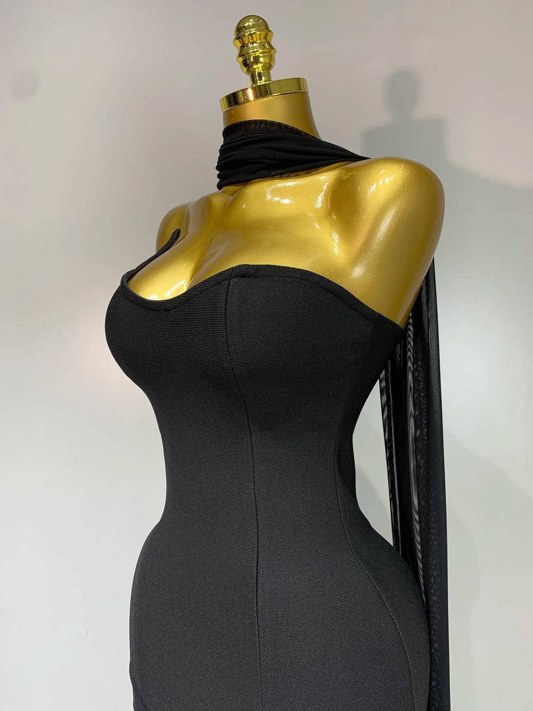 Black Strapless Bandage Gown Sculpting Silhouette