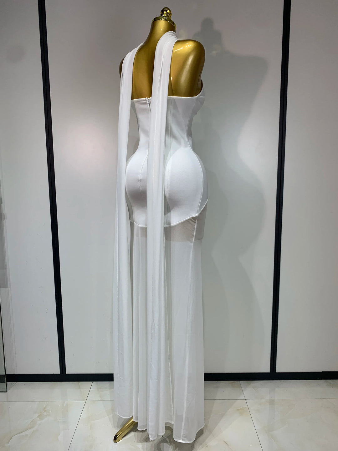 Black Strapless Bandage Gown Sculpting Silhouette