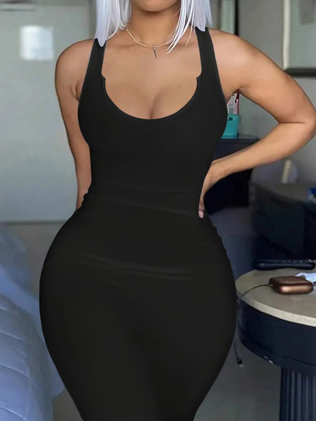 Elegant Notched Neck Bodycon Dress For Women