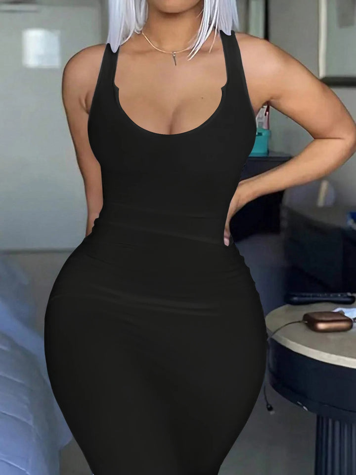Elegant Notched Neck Bodycon Dress For Women