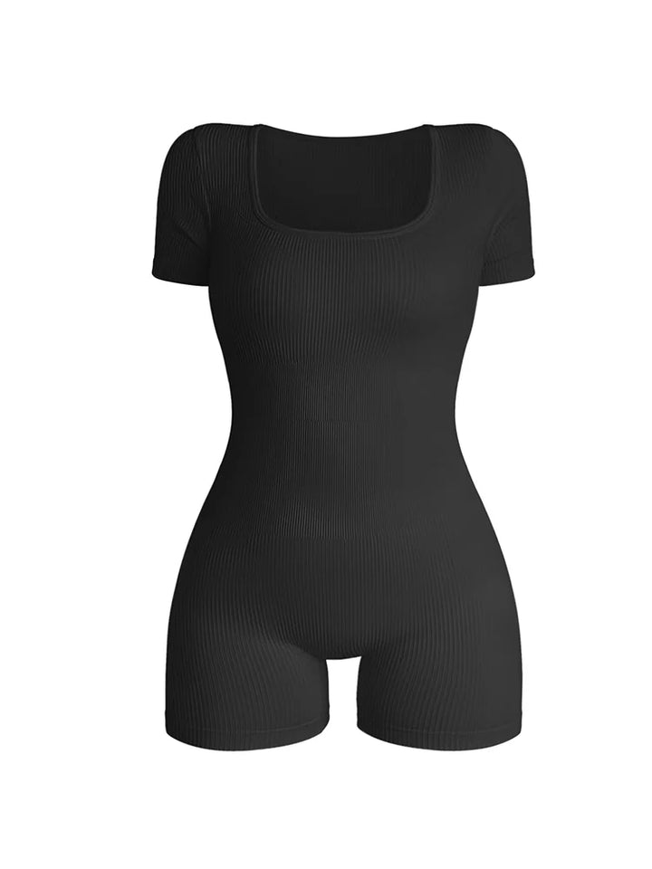 Womens Square Neck Jumpsuit High Waist Bodycon Fit