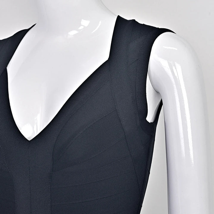 Luxury Signature Knit Plunge Dress For Elegant