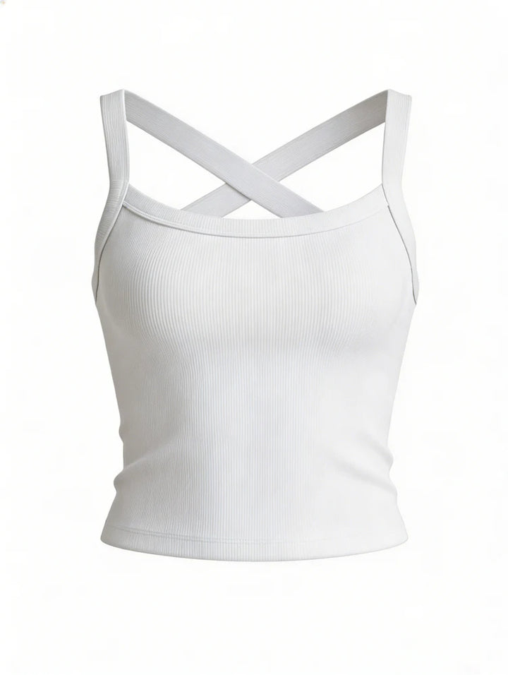 Stylish Backless Polyester Top For Fitness Or