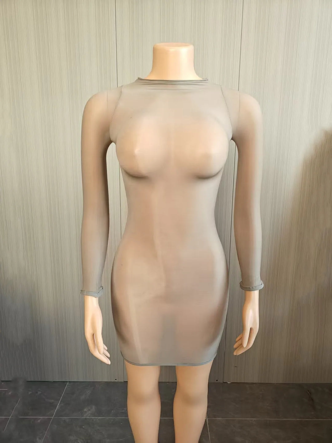Oil Shiny See Through Bodycon Mini Dress