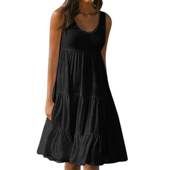 Elegant Summer Sleeveless Mini Dress With Ruffles For Women