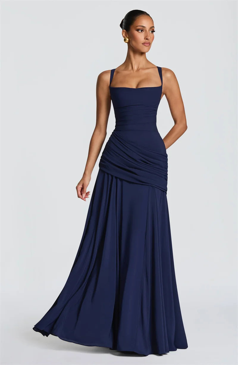 Elegant Off Shoulder Backless Maxi Dress