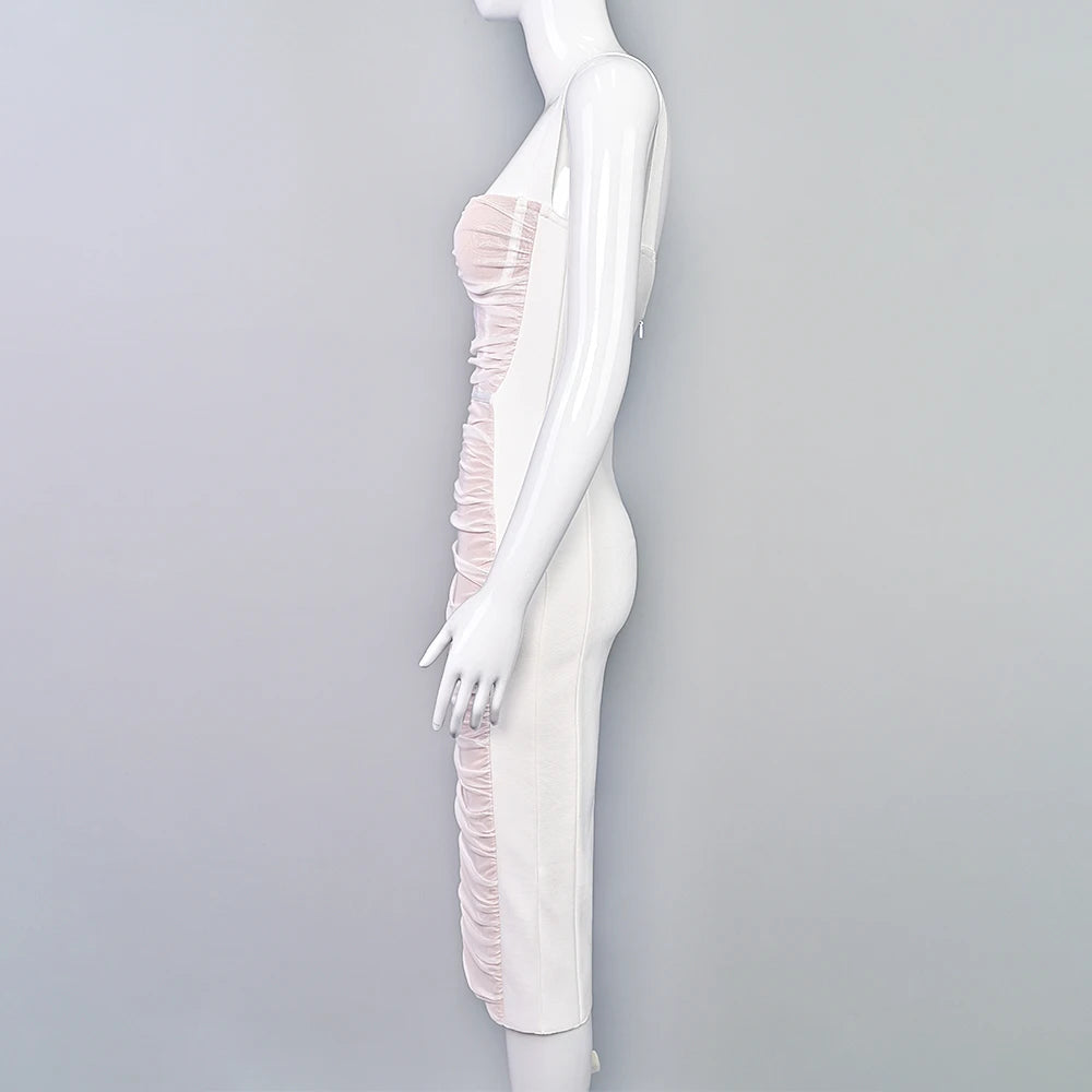 Beaukey Vintage Lace Bandage Dress Elegant