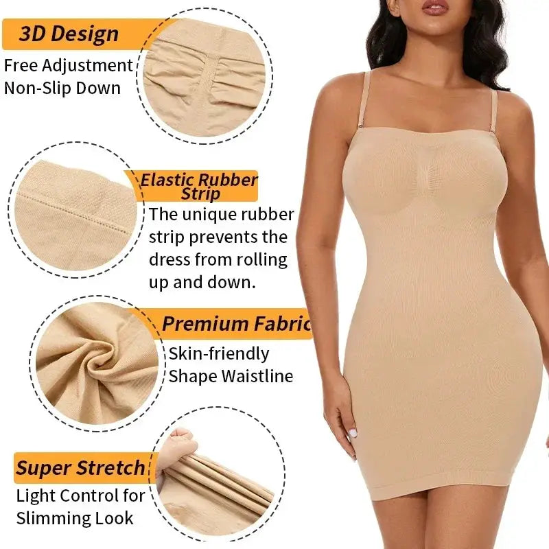 Off Shoulder Compression Body Shaper Dress For Women