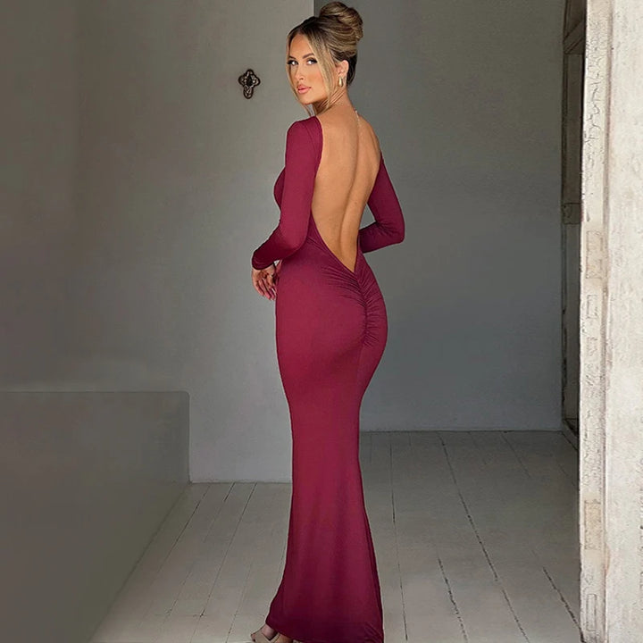 Y2K Signature Backless Knit Maxi Dress